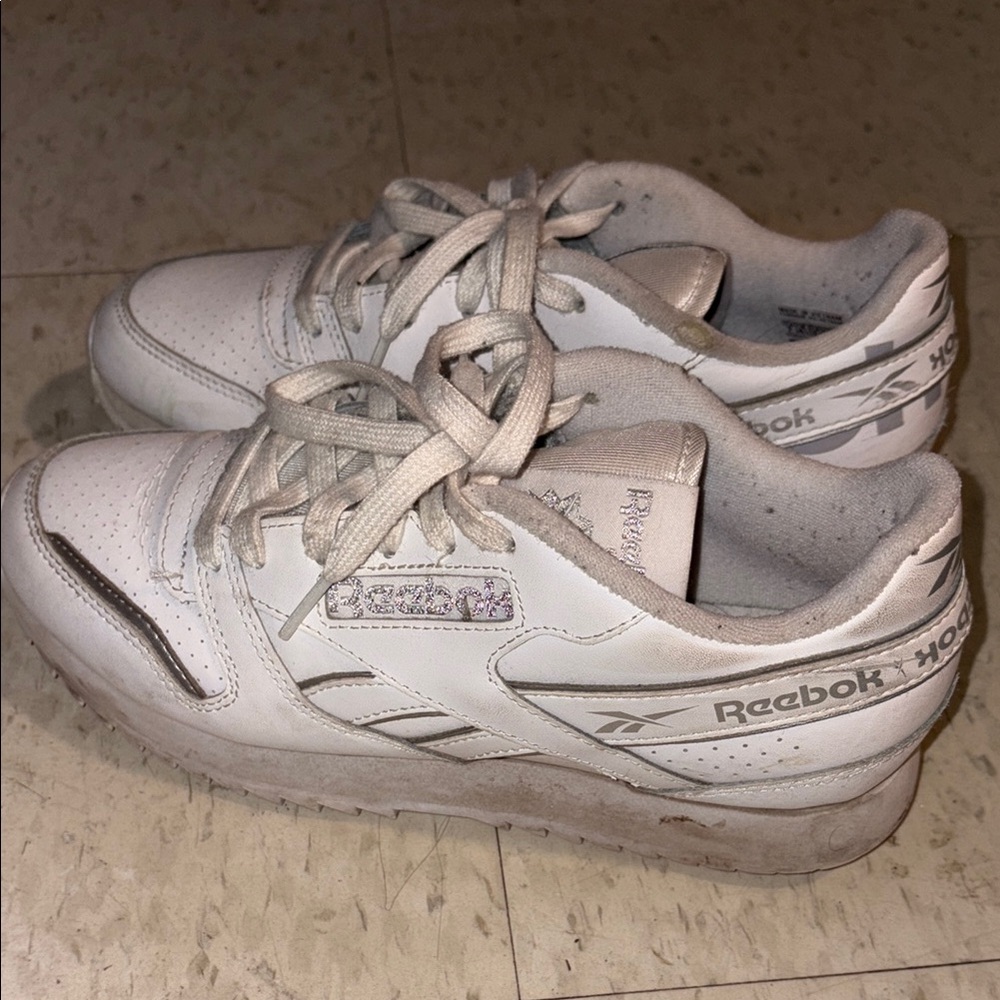 Reebok White Classic Sneakers with Silver Accents